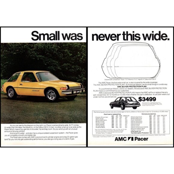 1976 American Motors AMC Pacer X Hatchback 2 Page Vintage Print Ad 70s Wall Art - Picture 1 of 3